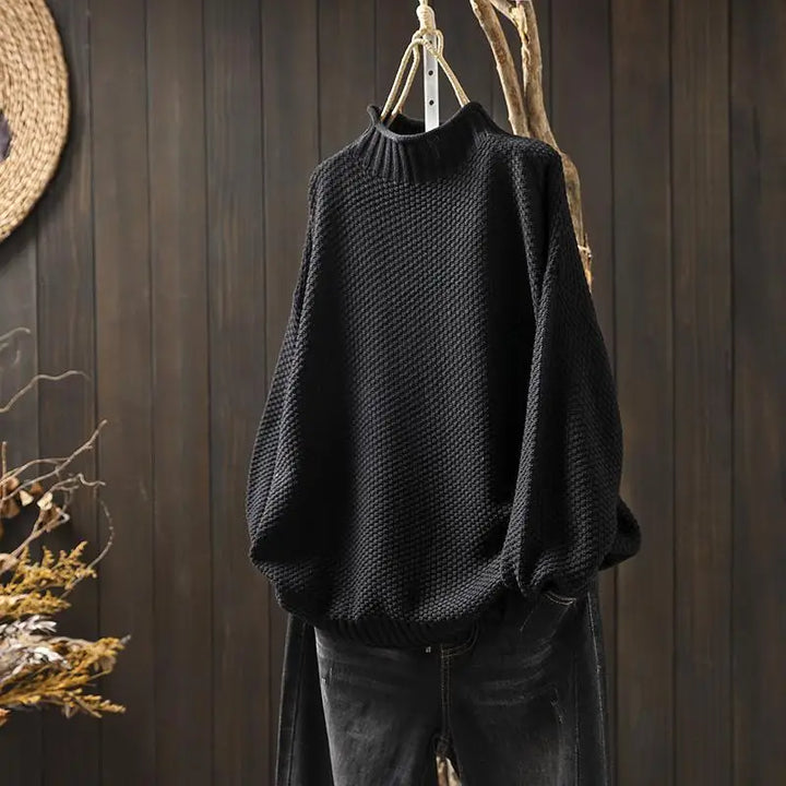 Oversized Soft Knit Women's Turtleneck Sweater with Long Sleeves