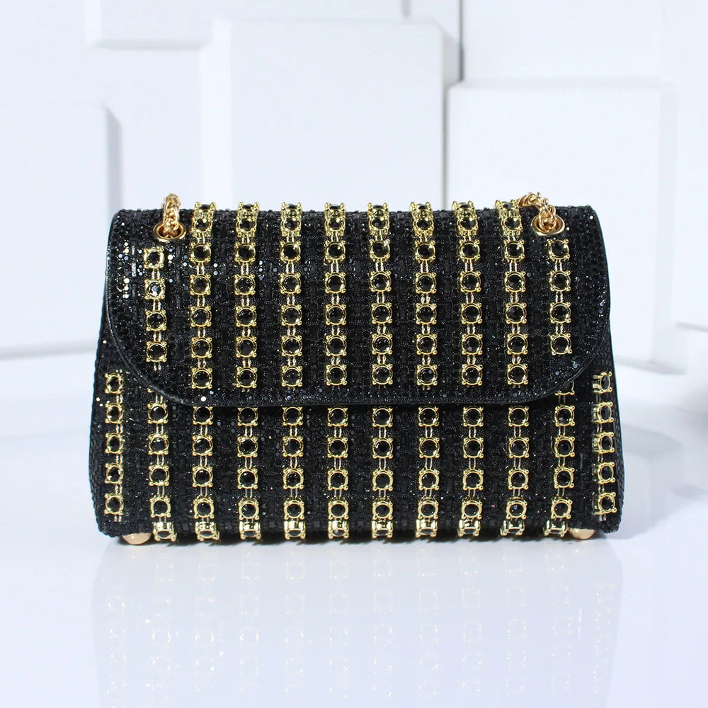 Tadea | Statement Shoulder Bag with Rhinestone Mosaic