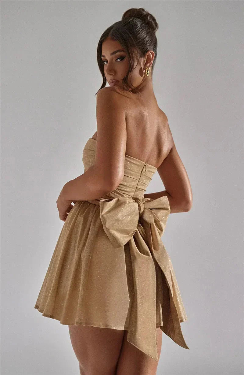 Lien | Strapless Glitter Jurk