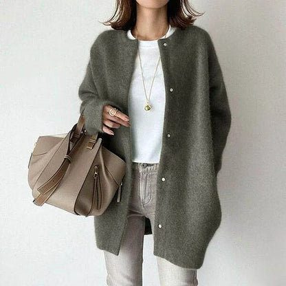 Zachte Oversized Dames Cardigan met Lange Mouwen en Knopen