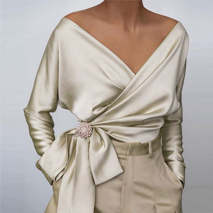 Teresina | Satijnen Wrap Top met Chique Strikdetail