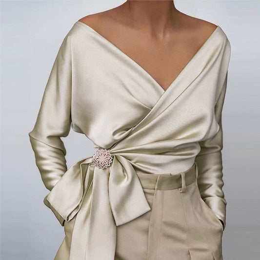 Teresina | Satijnen Wrap Top met Chique Strikdetail