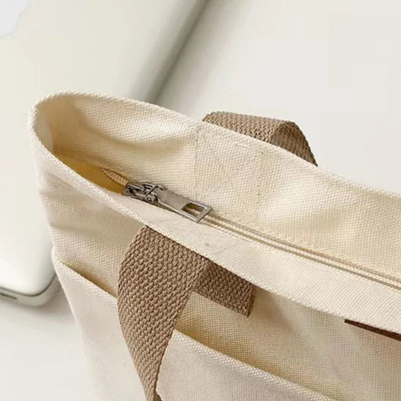 Leola | Minimalistische Canvas Schoudertas met Dubbele Vakken