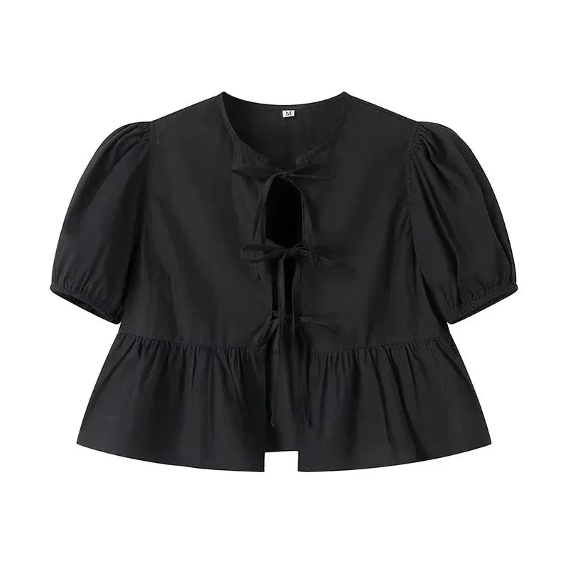Allegra | Pofmouwen Top met Strikdetail voor Dames