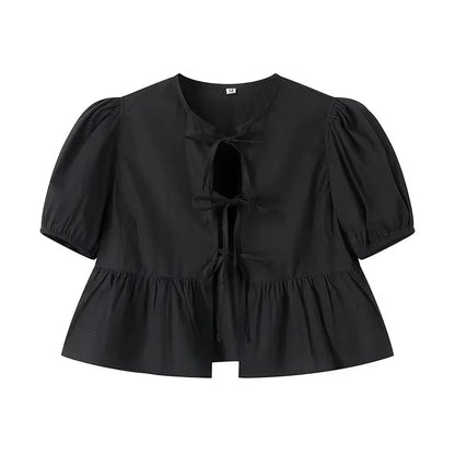Allegra | Pofmouwen Top met Strikdetail voor Dames