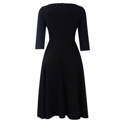 Kelli | Elegante Midi Jurk met Strikdetail en 3/4 Mouwen