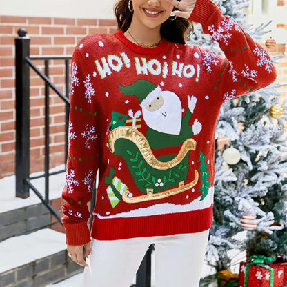 Oversized Dames Warme Santa Kersttrui met Lange Mouwen