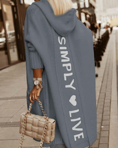 Oversized Lang Dames Vest met Capuchon en Print