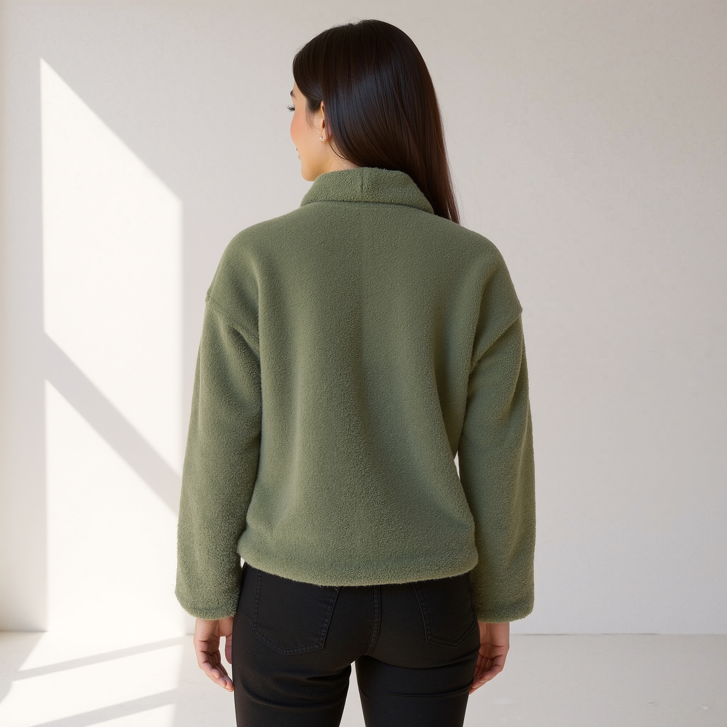 Trendy Zachte Dames Herfstjas met Knopen en Zakken