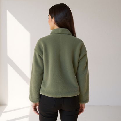 Trendy Zachte Dames Herfstjas met Knopen en Zakken