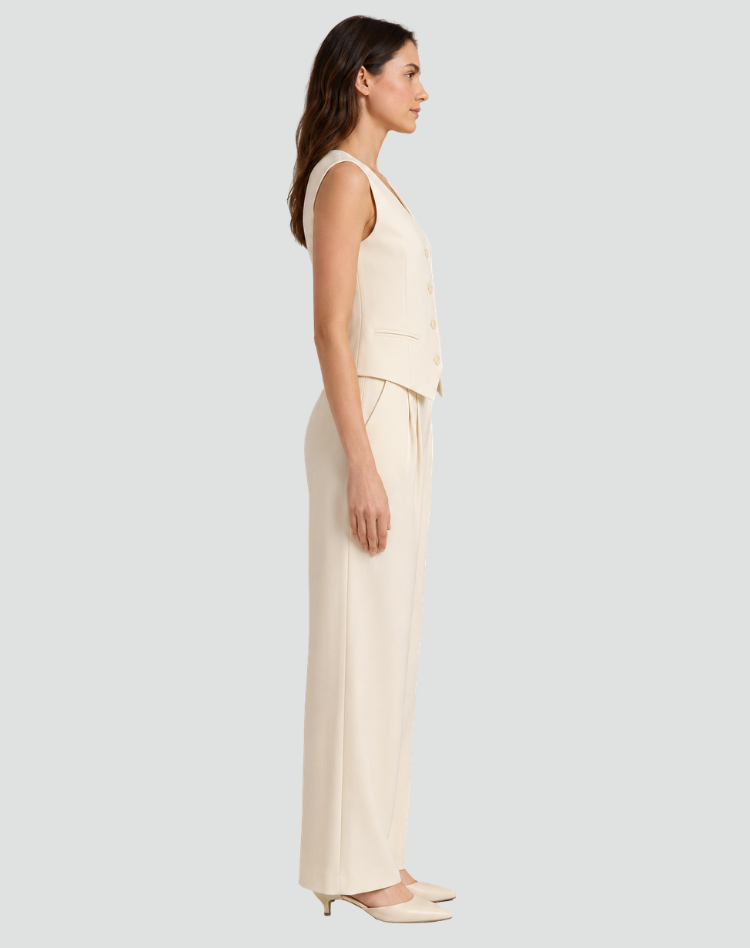 Elegante Dames Set met Gilet en Wijde Pantalon