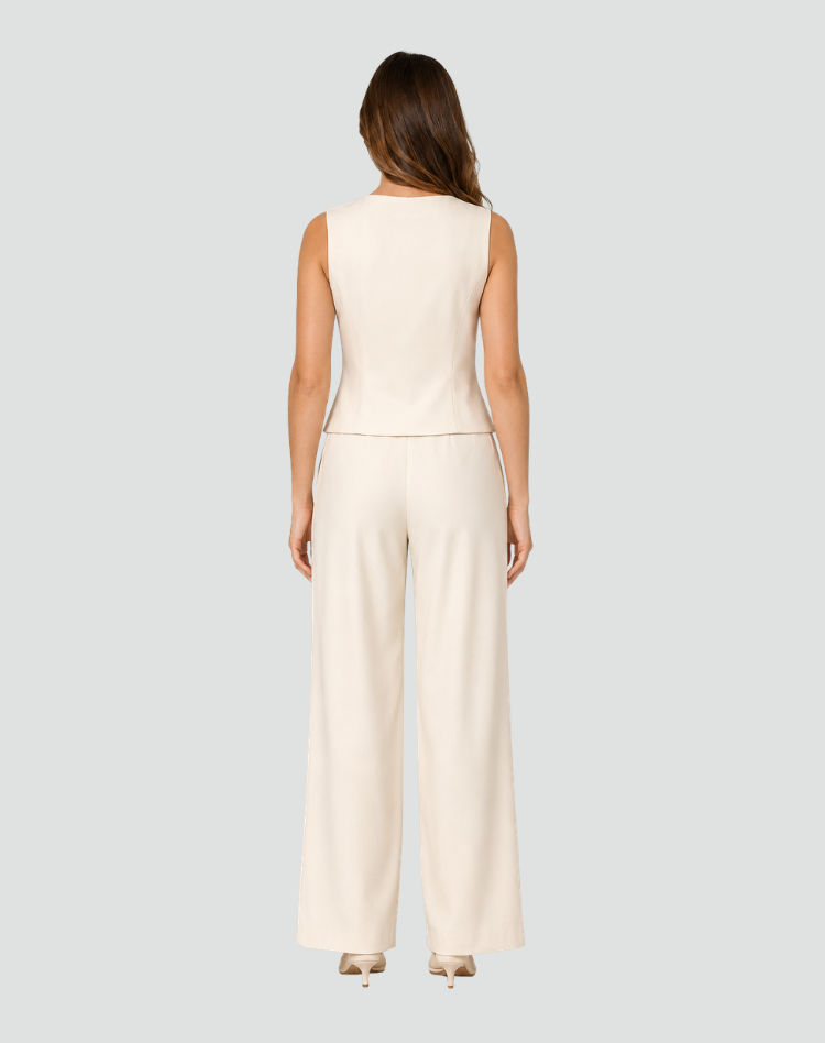 Elegante Dames Set met Gilet en Wijde Pantalon