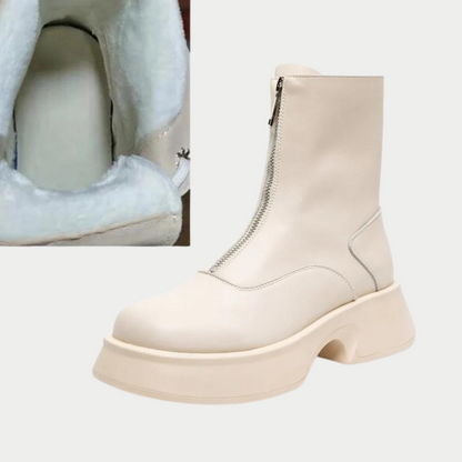 Stijlvolle Dames Enkellaarsjes met Rits en Warme Voering