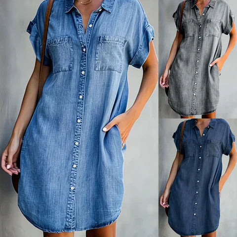 Kirsten | Zomerse Denim Shirtjurk