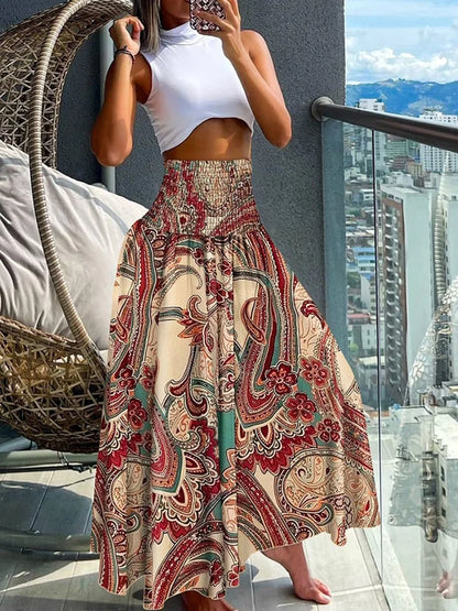 Kamelia | Tropische Wikkelrok met High Waist