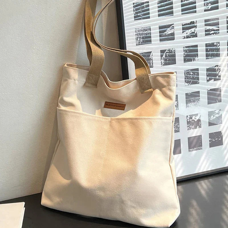 Leola | Sac épaule en toile minimaliste avec poches doubles
