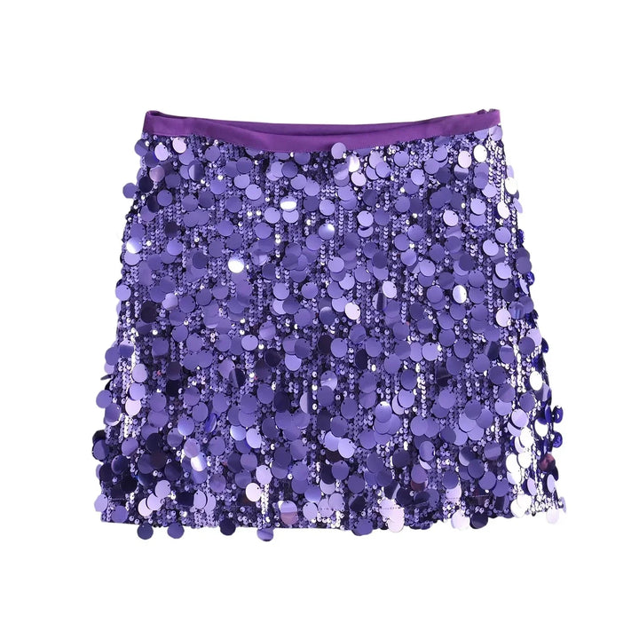Festive Women's Mini Skirt with Sequins and Fitted Silhouette