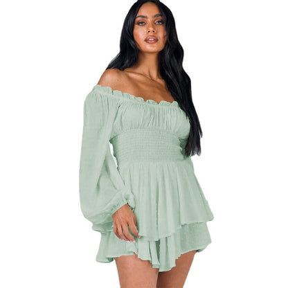 Clee | Off-Shoulder Jurk met Ruches en Smock Taille