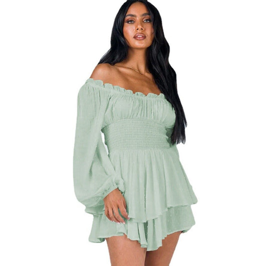 Clee | Off-Shoulder Jurk met Ruches en Smock Taille