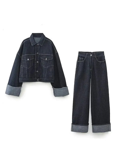 Katie | Denim Co-ord Set met Wide-Leg Jeans