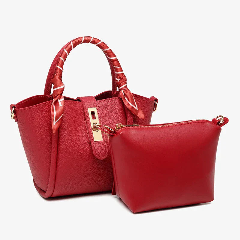 Tery | Luxe Handtas met Sjaaldetail en Gouden Sluiting