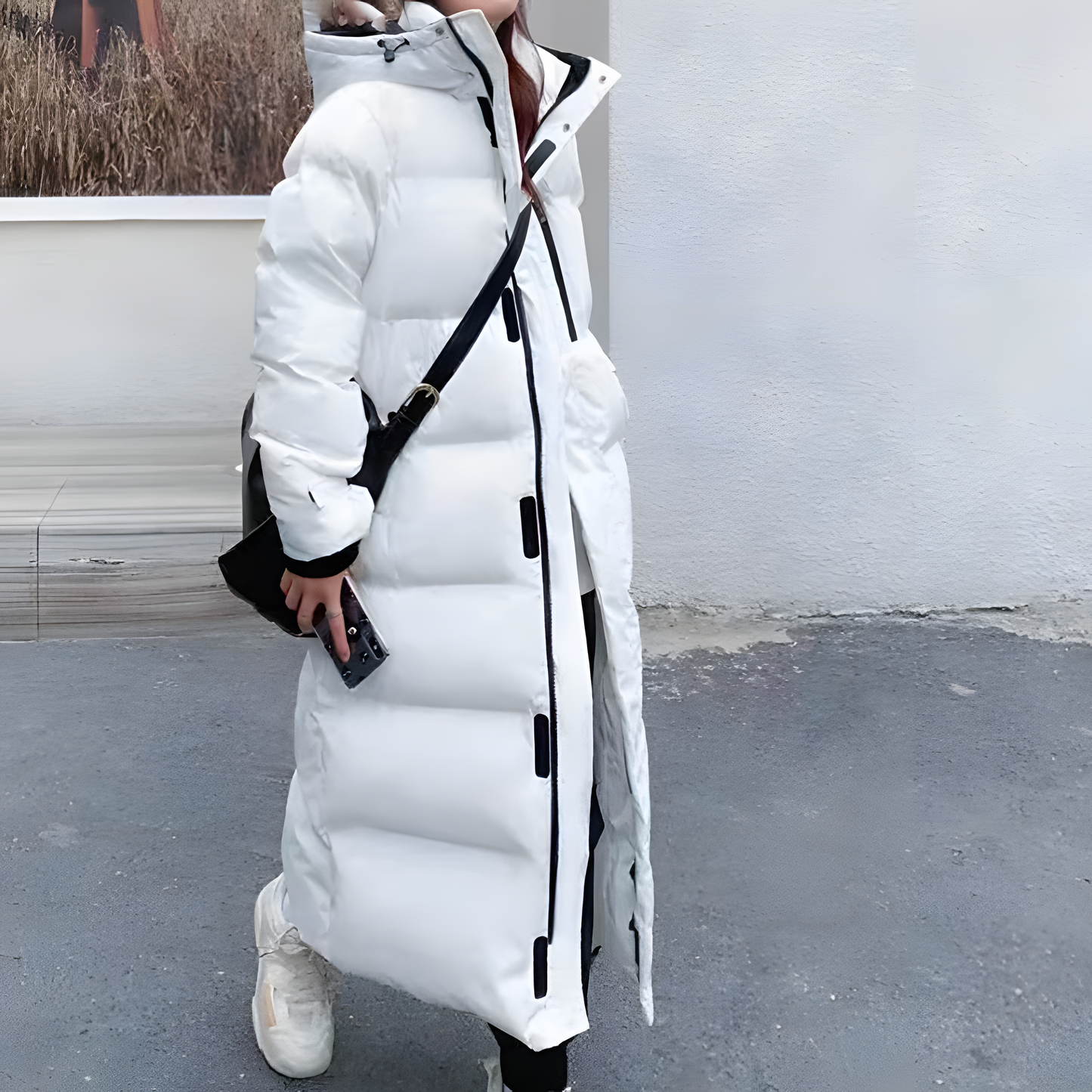 Lange Warme Dames Puffer Winterjas met Capuchon en Rits
