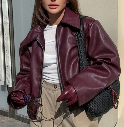 Keony | Minimalistische Faux Leather Bikerjack