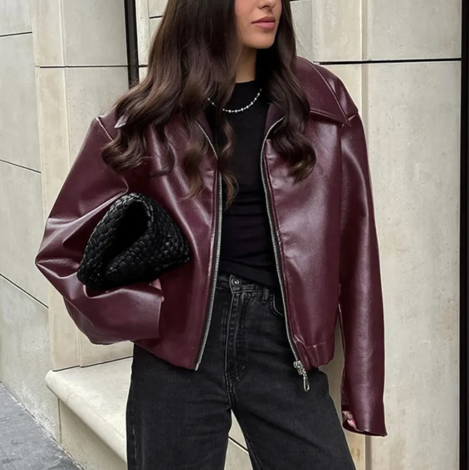 Keony | Blouson biker minimaliste en simili cuir