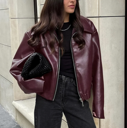 Keony | Minimalistische Faux Leather Bikerjack