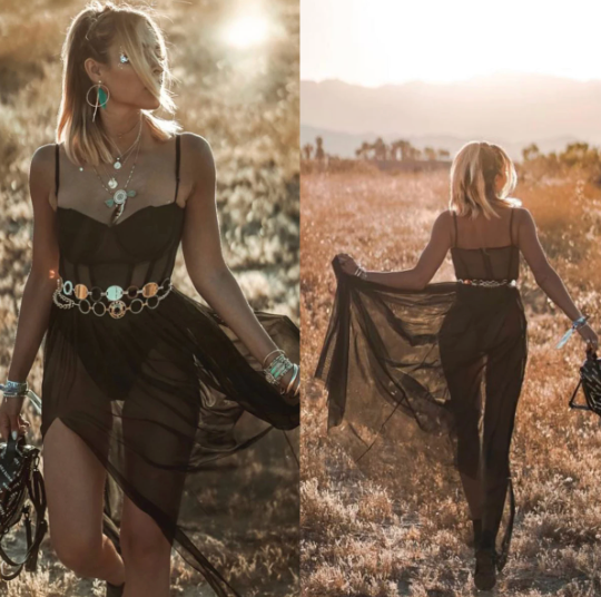 Elegante Mesh Gala Maxi Jurk Met Hoge Split voor Dames