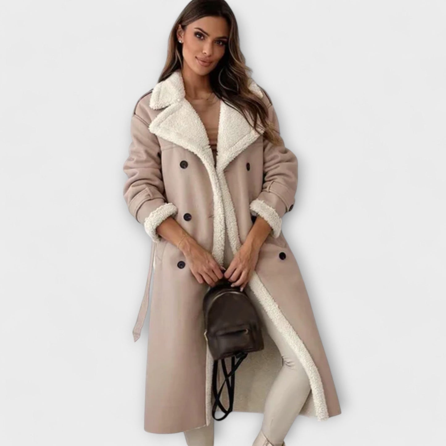 Luxe Warme Dames Lange Winterjas met Teddy Voering