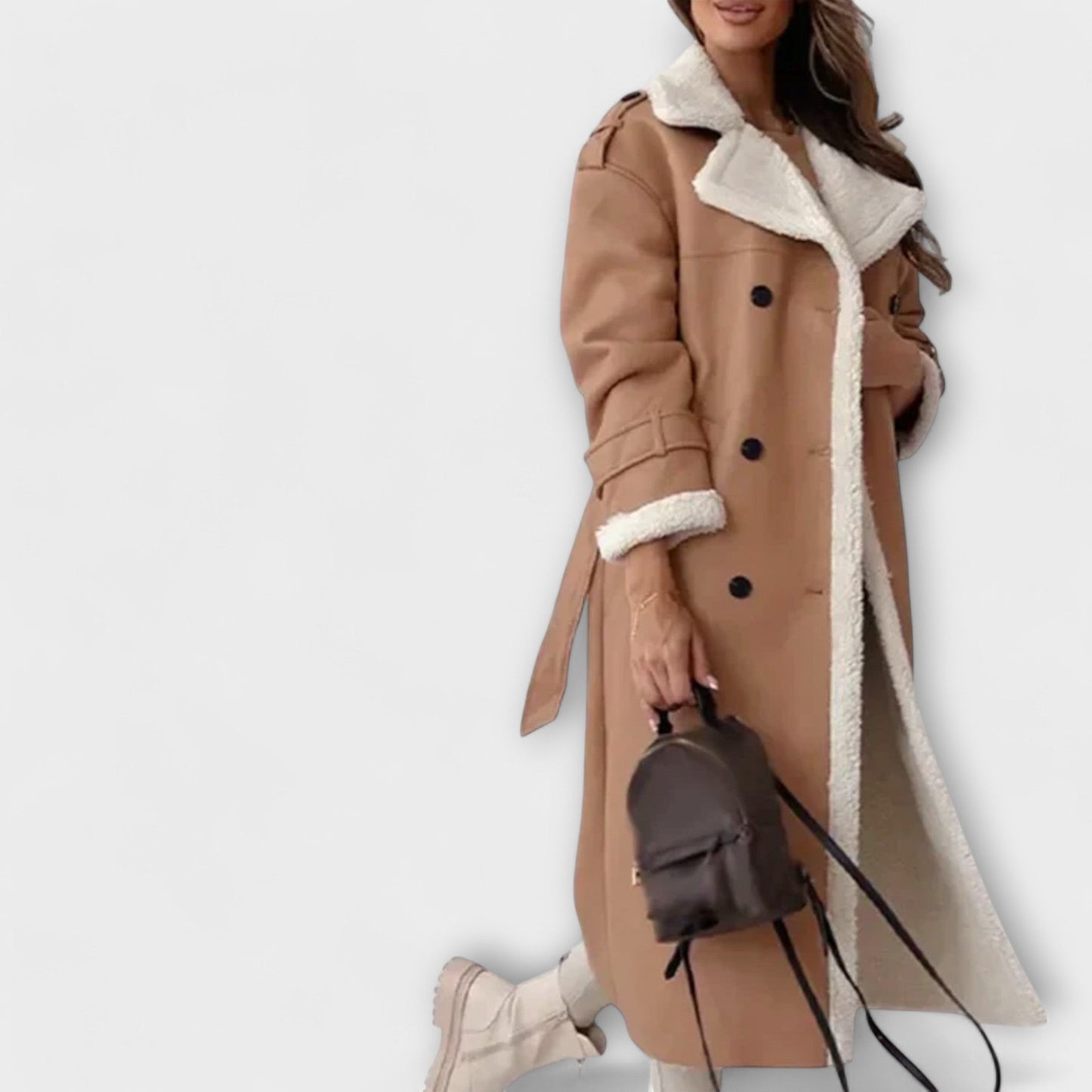 Luxe Warme Dames Lange Winterjas met Teddy Voering