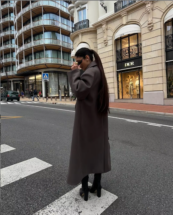 Oversized Women's Coat with Double Buttons