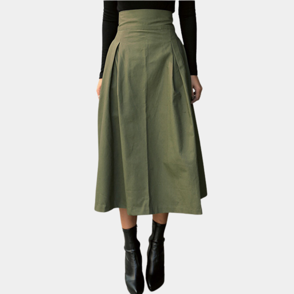 Chique Midi Rok met Hoge Taille en Zijzakken voor Dames