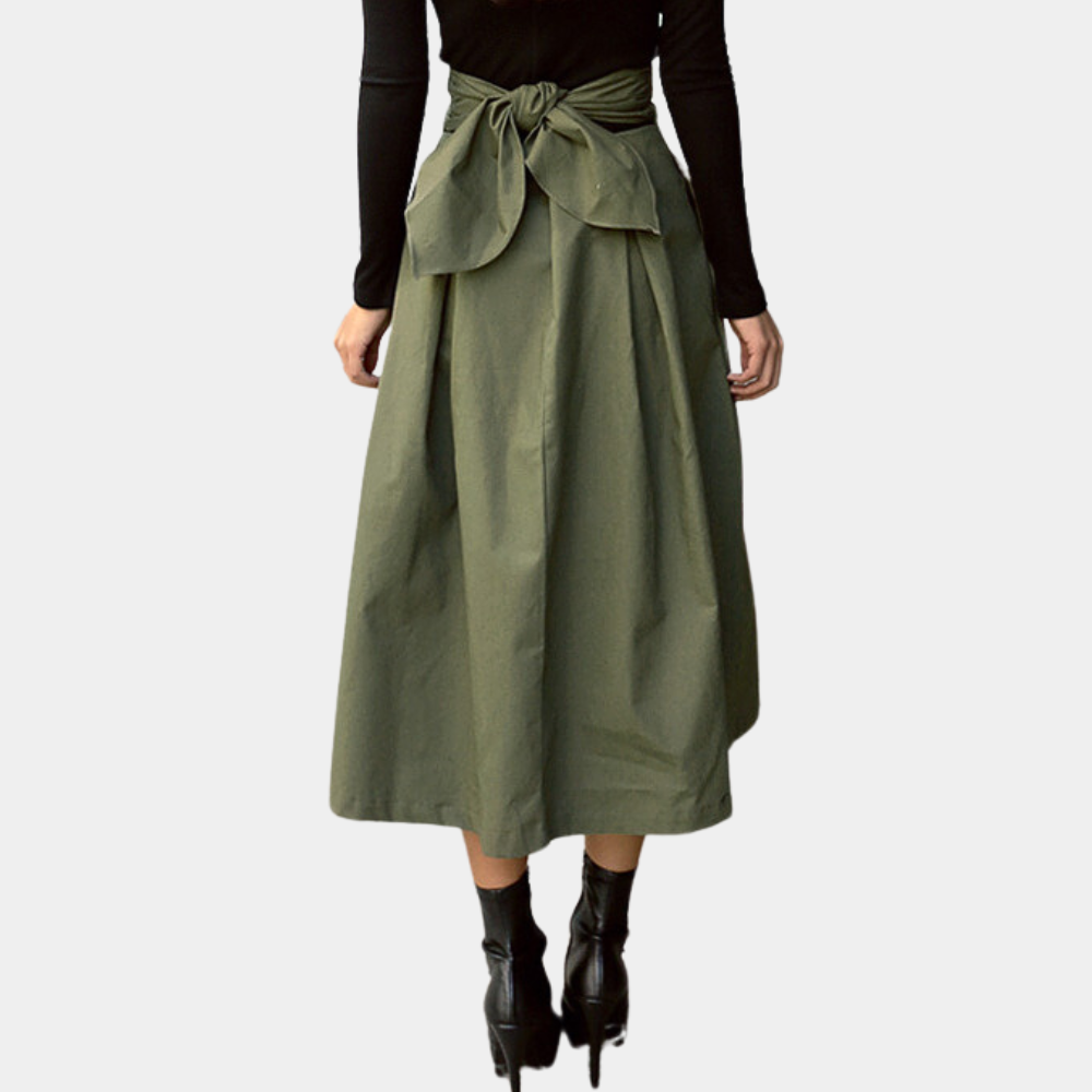 Chique Midi Rok met Hoge Taille en Zijzakken voor Dames