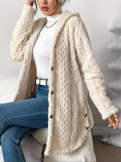 Oversized Gebreid Dames Teddy Vest met Capuchon