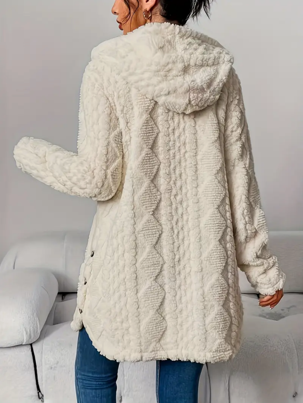 Oversized Gebreid Dames Teddy Vest met Capuchon