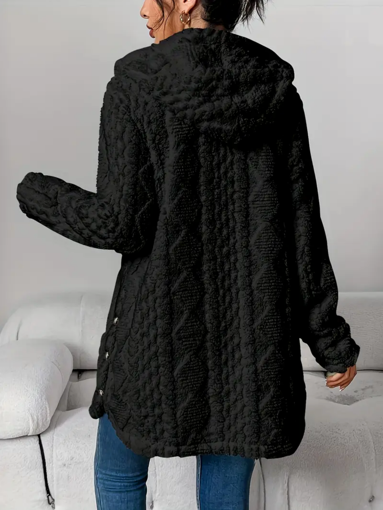 Oversized Gebreid Dames Teddy Vest met Capuchon