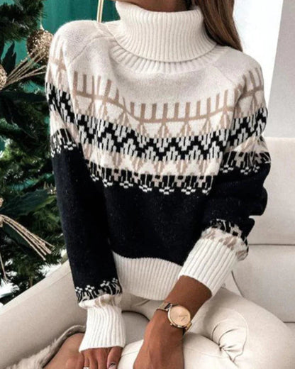 Warme Zachte Elegante Dames Trui Met Hoge Coltrui
