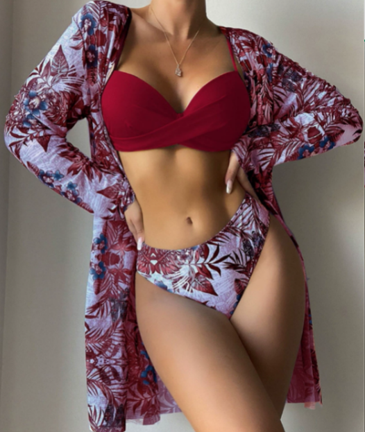 Lara | Drie Delige Bikini Set Met Bloemenprint
