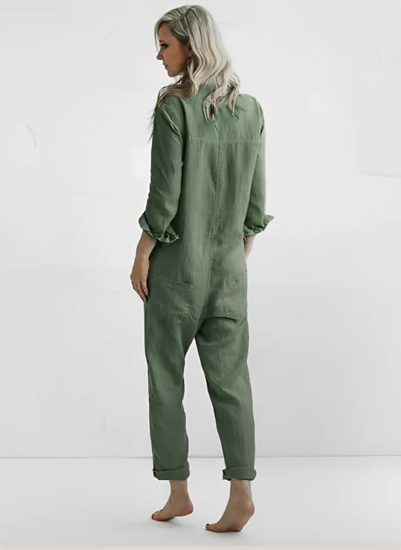 Trendy Women's Utility Jumpsuit with Long Sleeves and Pockets