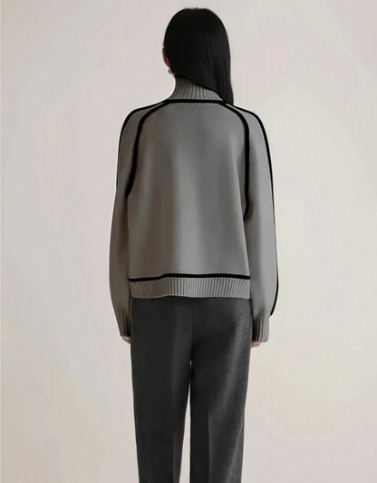 Gebreide Coltrui met Contrastdetails - Herfsttrui