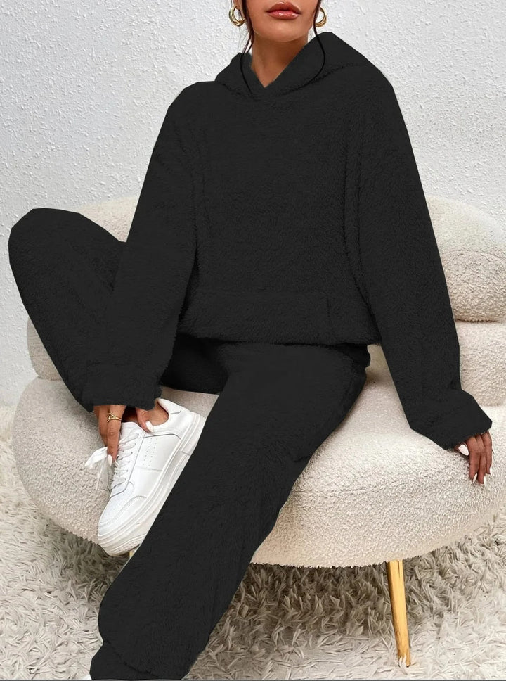Ensemble loungewear teddy doux pour femme avec sweat à capuche