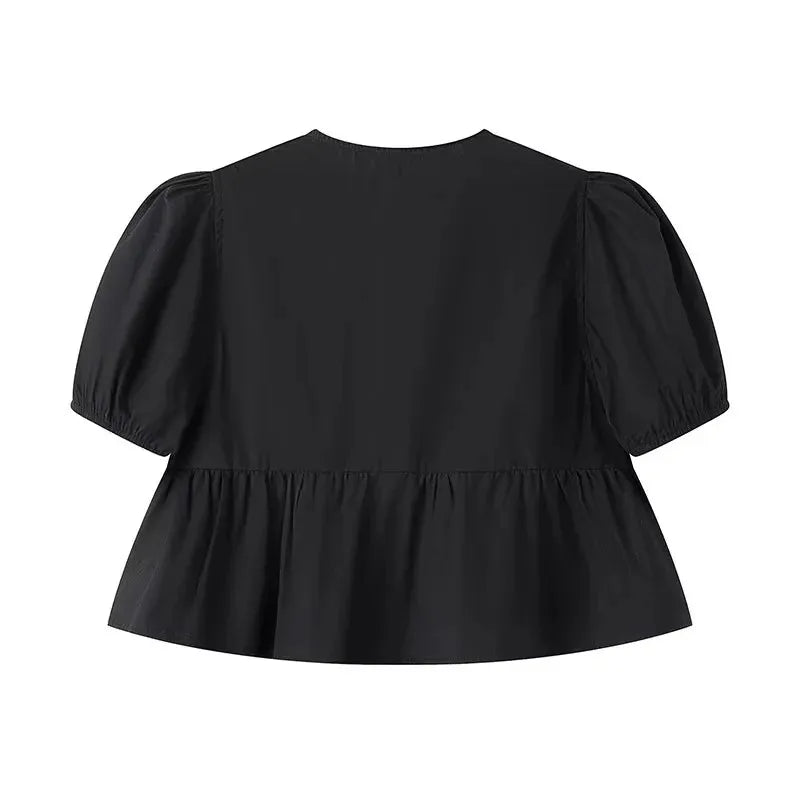 Allegra | Pofmouwen Top met Strikdetail voor Dames