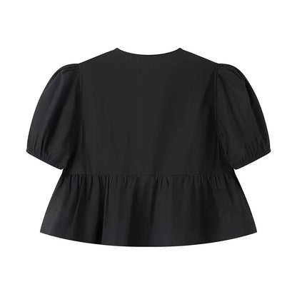 Allegra | Pofmouwen Top met Strikdetail voor Dames