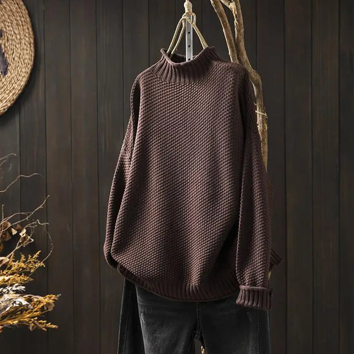Oversized Soft Knit Women's Turtleneck Sweater with Long Sleeves