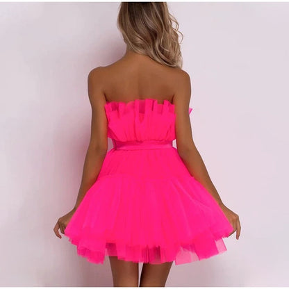 Feestelijke Mini Cocktailjurk Met Strapless Hals voor Dames