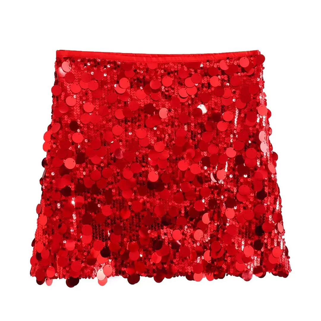 Festive Women's Mini Skirt with Sequins and Fitted Silhouette