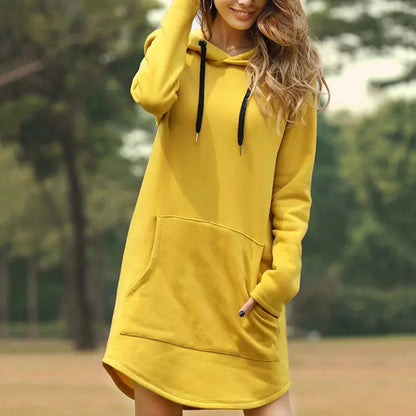 Stijlvolle Dames Sweater Jurk met Capuchon en Zak