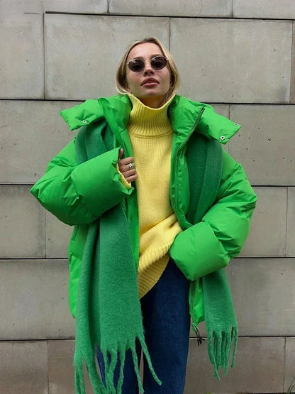 Winter gewatteerde dames puffer jas met warme oversized pasvorm